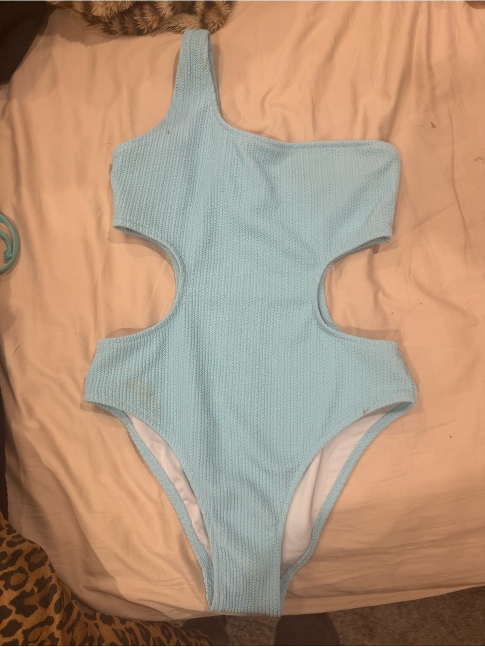 Victoria’s Secret Light Blue Textured Cutout One Piece Swimsuit